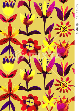 Seamless pattern with abstract flowers 65273089