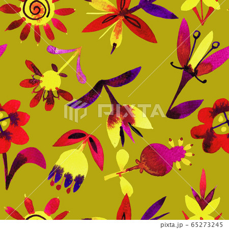 Seamless pattern with abstract flowers 65273245