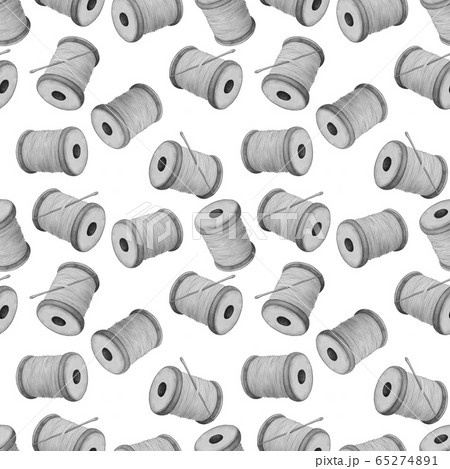 Hand drawn sewing kit, seamless pattern 65274891