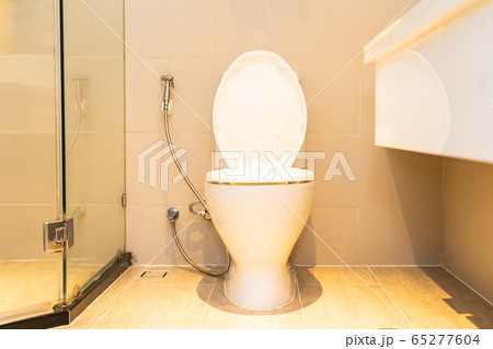 White toilet bowl seat decoration interior 65277604