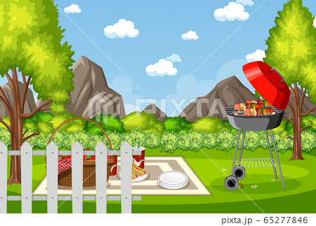 Background scene with BBQ in the park 65277846