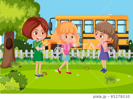 Scene with kid bullying their friend in the park Scene with kid bullying their friend in the park 65278310