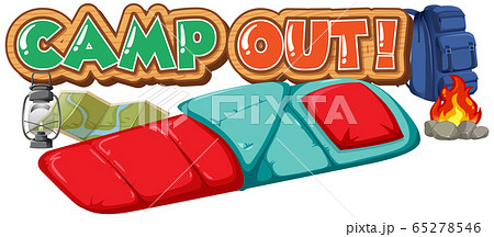 Font design for camp out with sleeping bag and 65278546