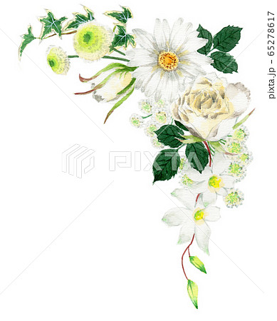 白い花のフレーム素材のイラスト素材