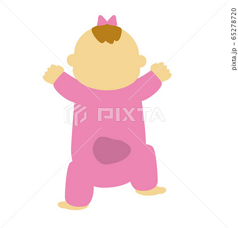 女の子 赤ちゃん 背中漏れ おしっこ イラストのイラスト素材