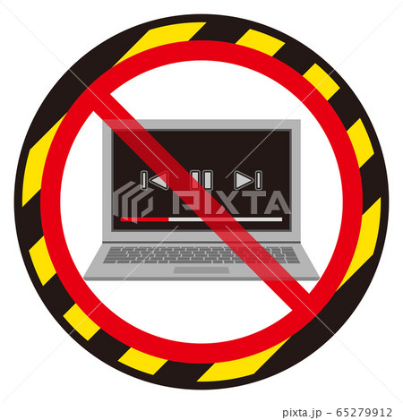 ノートパソコン動画再生禁止マーク 65279912