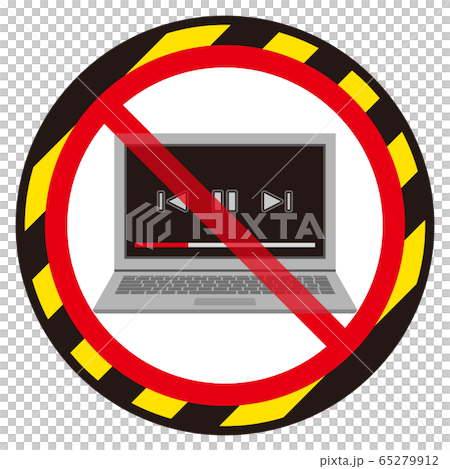 ノートパソコン動画再生禁止マーク 65279912