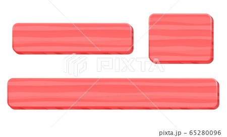 木目調のテロップベース-角丸・赤 65280096