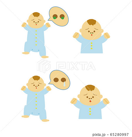 男の子 赤ちゃん 鼻トラブル セット イラストのイラスト素材