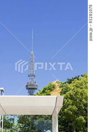 名古屋市中区栄 市バス 栄停留所の金鯱とテレビ塔 名古屋市中区栄 市バス 栄停留所の金鯱とテレビ塔 65281076