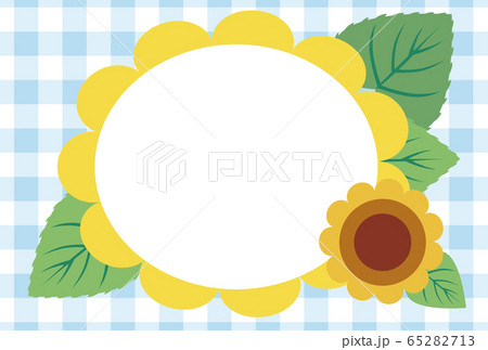 ひまわり 夏 花 フレーム カード 飾り枠のイラスト素材
