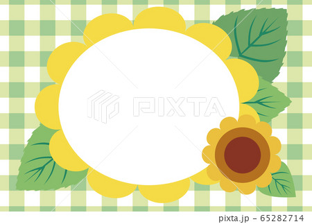 ひまわり 夏 花 フレーム カード 飾り枠のイラスト素材