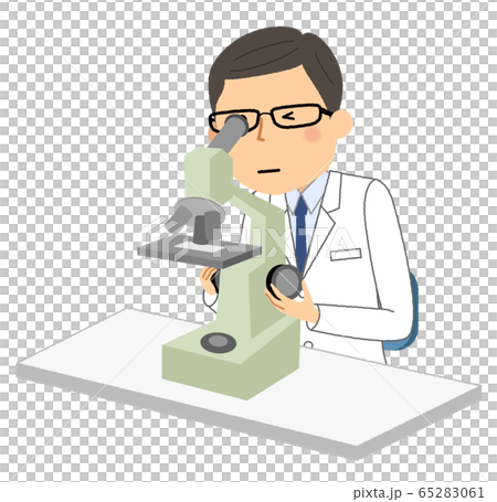 Male microscope in white coat Male microscope in white coat 65283061
