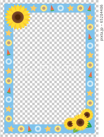 夏のフレーム背景 縦 フォトフレームのイラスト素材