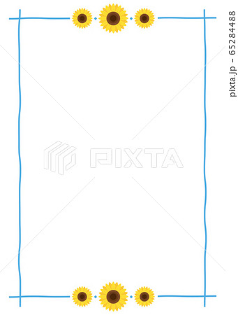 ひまわり フレーム 枠 縦のイラスト素材