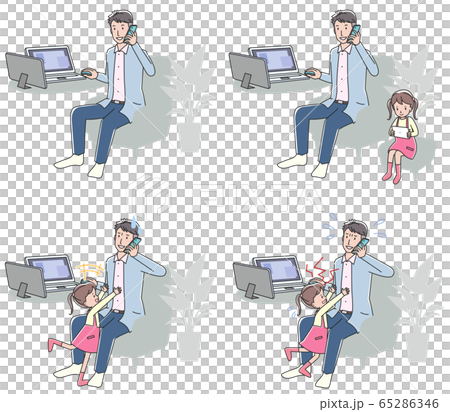 テレワーク　子供と　セット 65286346