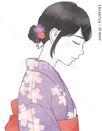 Yukata Female Profile Stock Illustration