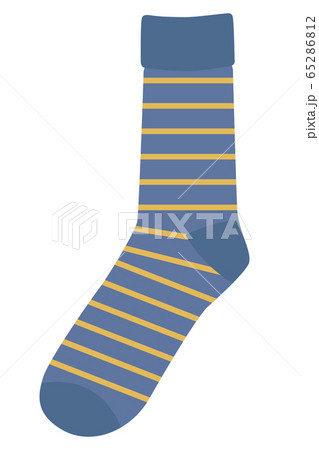 青いボーダーの靴下のイラスト素材