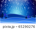 Winter landscape background with blurred snow flake and pine 65290276