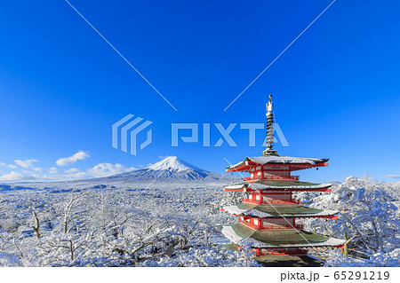 山梨_厳冬の絶景富士山 65291219