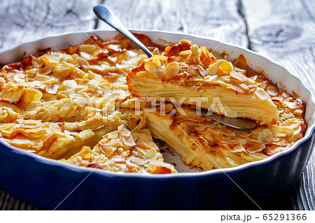 close-up of a slice of invisible apple cake 65291366