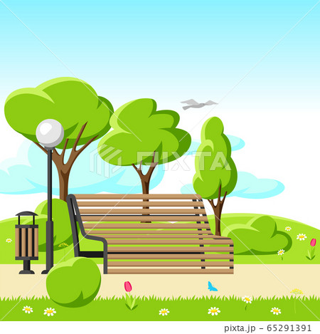 Illustration of beautiful summer or spring city park. 65291391