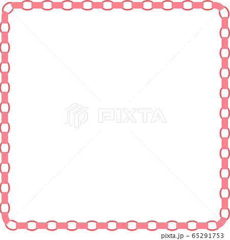 折り紙 輪飾り 四角 ピンク フレームのイラスト素材