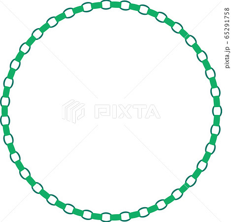 折り紙 輪飾り 四角 緑 円 フレームのイラスト素材