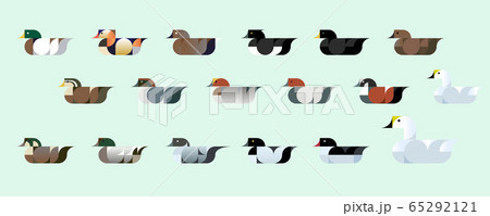 日本で見られる鴨のシンプル幾何学アイコン 65292121