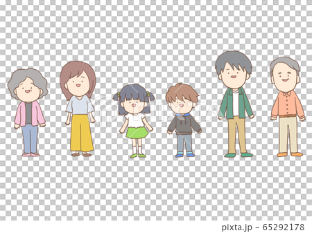 Tsukarera A Smiling Family Of 6 Stock Illustration