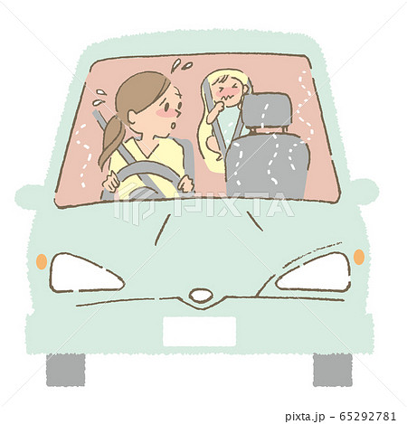夏　熱中症　車内の親子 65292781