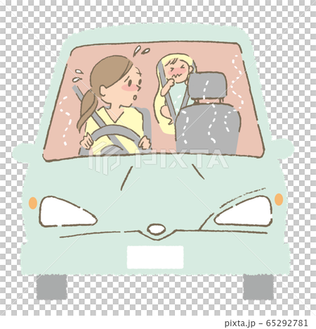夏　熱中症　車内の親子 65292781