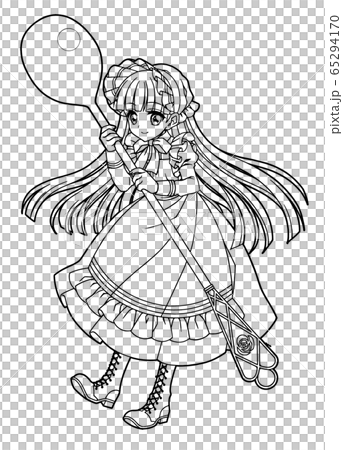 Girl Coloring Book Alice No Background Stock Illustration