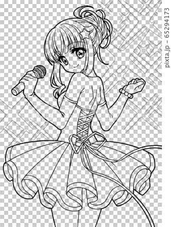 Girl Coloring Book Idol With Background Stock Illustration