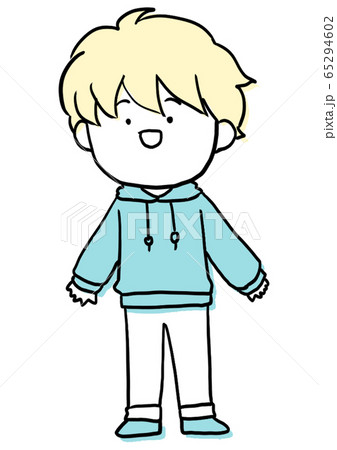 つかれたいらすと 笑顔の男の子 版ズレ風のイラスト素材