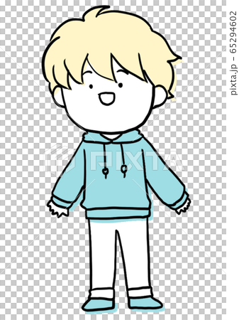 つかれたいらすと 笑顔の男の子 版ズレ風のイラスト素材