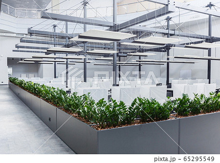 Big open space with new modern computers wrapped in cover Big open space with new modern computers wrapped in cover 65295549