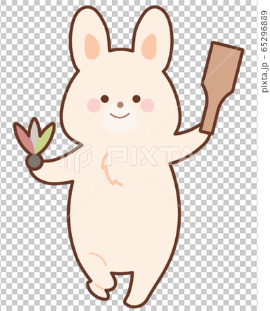 Rabbit with a feather board 65296889
