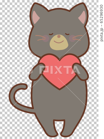 Black cat with a heart - Stock Illustration [65296930] - PIXTA