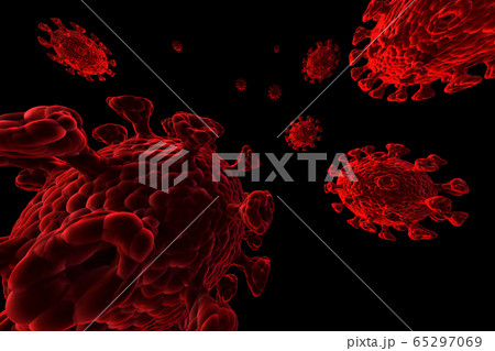An illustration showing the structure of an epidemic virus. 3D rendering of a coronavirus on a black background. An illustration showing the structure of an epidemic virus. 3D rendering of a coronavirus on a black background. 65297069