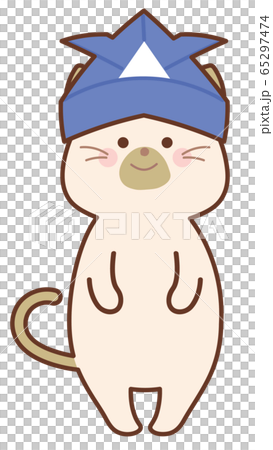 Cat Wearing An Origami Helmet Stock Illustration