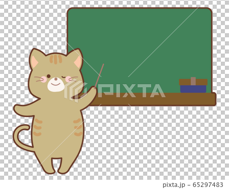 Cat explaining on blackboard Cat explaining on blackboard 65297483