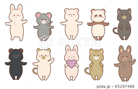 動物セット うさぎ ネコ ネズミ 熊 パンダのイラスト素材