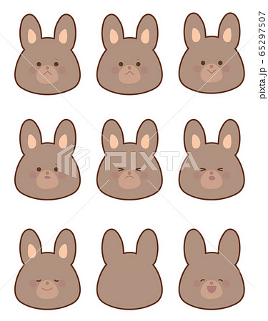 ウサギ顔 表情バリエーションセット1のイラスト素材