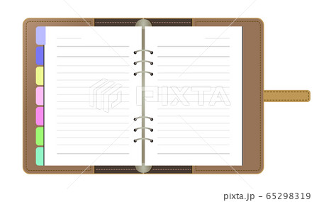 手帳と見開き空白ページのリングノート13のイラスト素材 [65298319