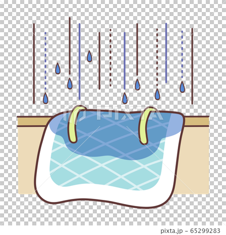 ベランダに干されている布団が雨に降られる様子のイラスト 65299283