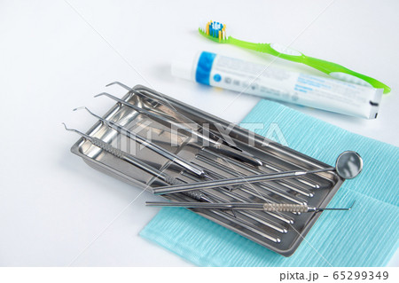 Group of tools, accessories for dental treatment. 65299349