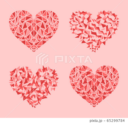 Decorated red, pink and rose hearts mosaic vector 65299784