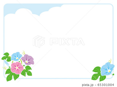 夏のフレームのイラスト 朝顔のイラスト素材