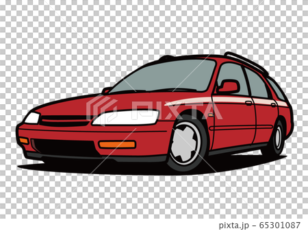 Nostalgic domestic wagon dark red car illustration 65301087